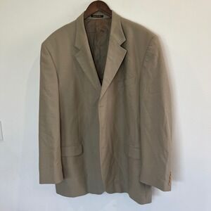 Manzini Uomo Mens Tan Beige 100% Wool 3 Button Blazer Sport Coat Italy 50/44L